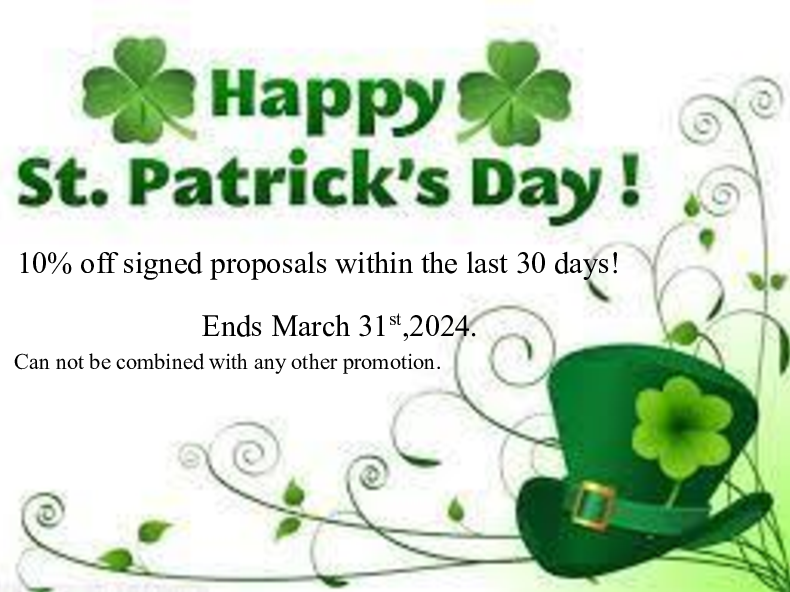 Coverall's Total Home Improvement  Inc. St Patricks Day discount